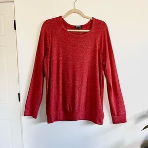 Buffalo David Bitton Red Long Sleeve Slouchy Oversized Crewneck Sweatshirt